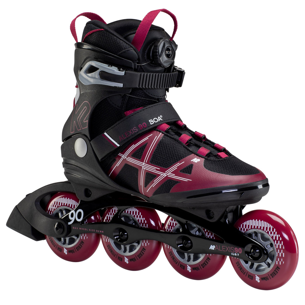 K2 Alexis 90 Boa Womens Inline Skates - Black/Burgundy/11.0