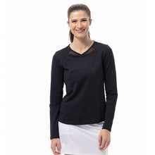 
                        
                          Load image into Gallery viewer, SanSoleil SolTek Solid Active Womens LS Sun Shirt - Black/XXL
                        
                       - 1