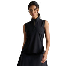 
                        
                          Load image into Gallery viewer, Rhone Course to Court Mocck SL Womens QZ Golf Polo - Black/L
                        
                       - 1